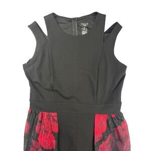 Women’s Alexa B Nites Black Cold Shoulder Jumpsuit w/Sheer Rose Skirt Sz 14